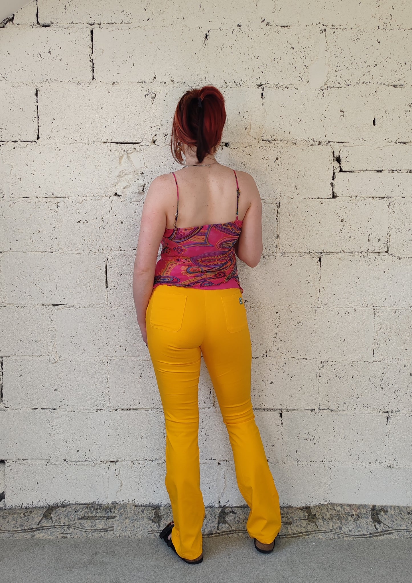 Yellow flared trousers