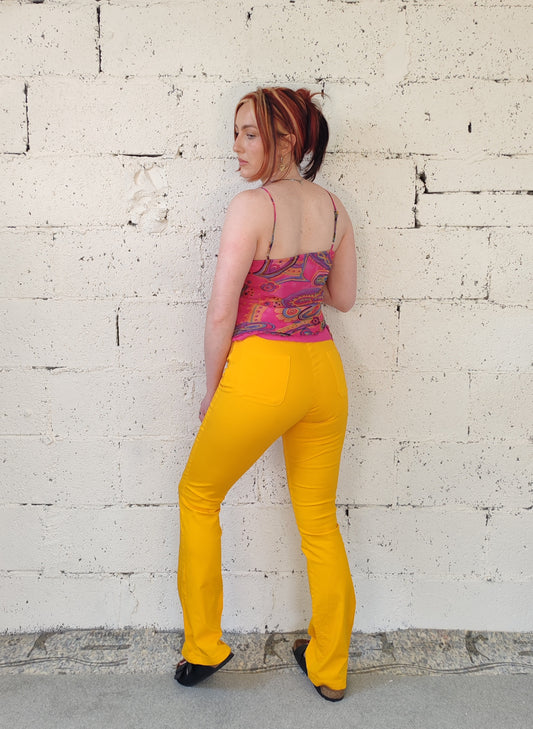Yellow flared trousers
