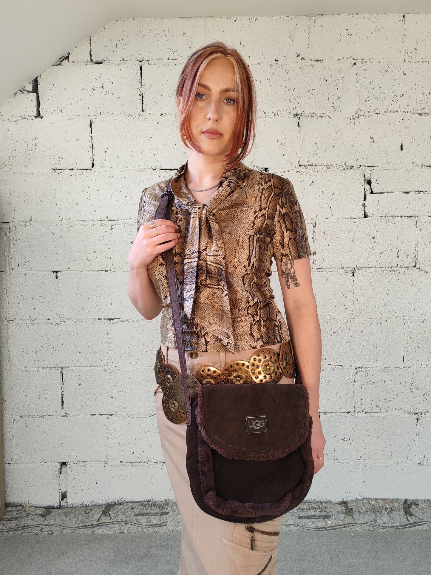 Brown suede ugg bag