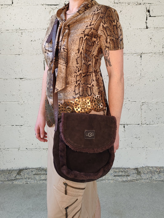 Brown suede ugg bag