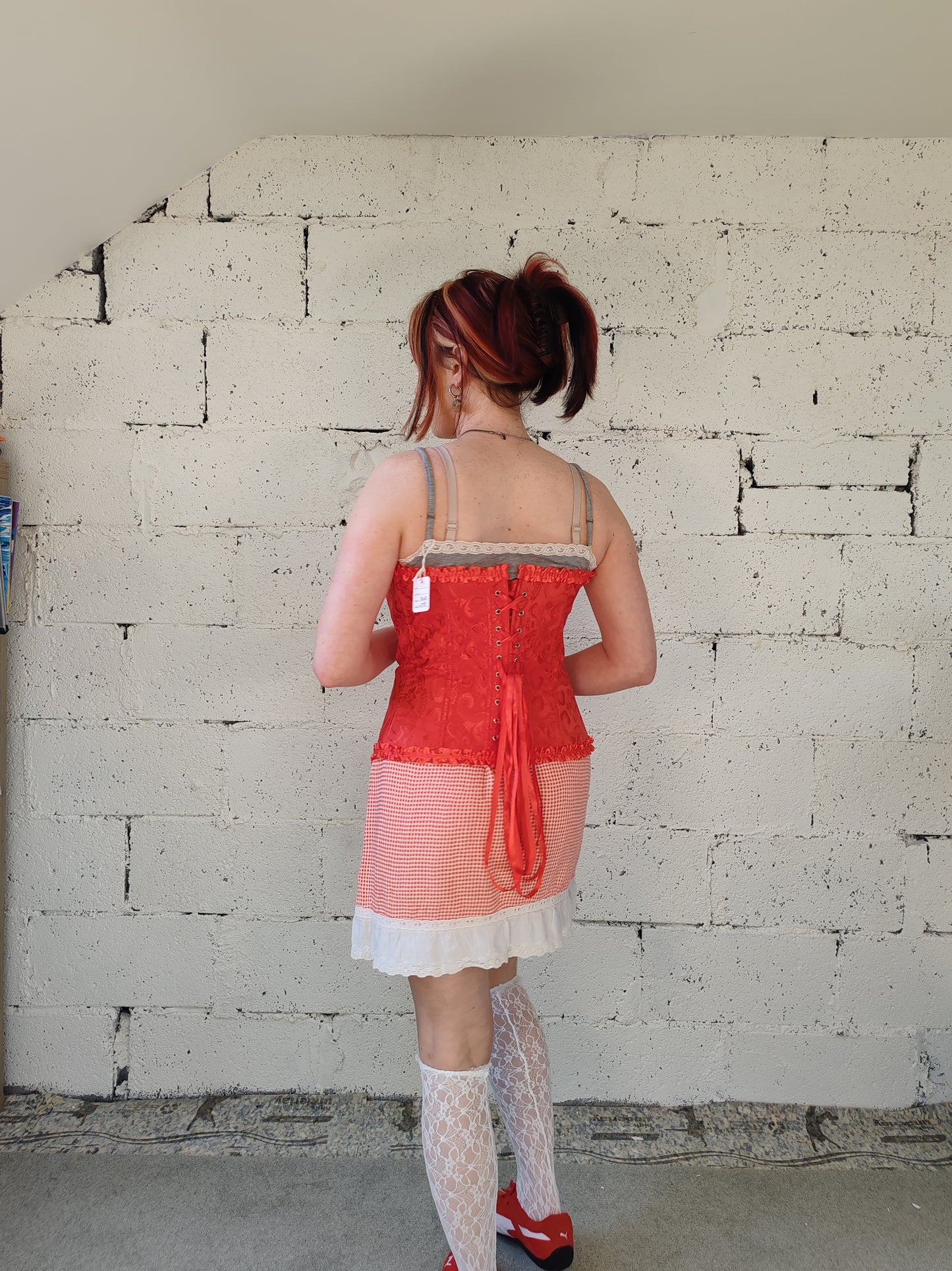Red floral corset